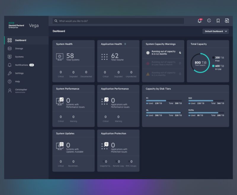 Screenshot of HPE Vega