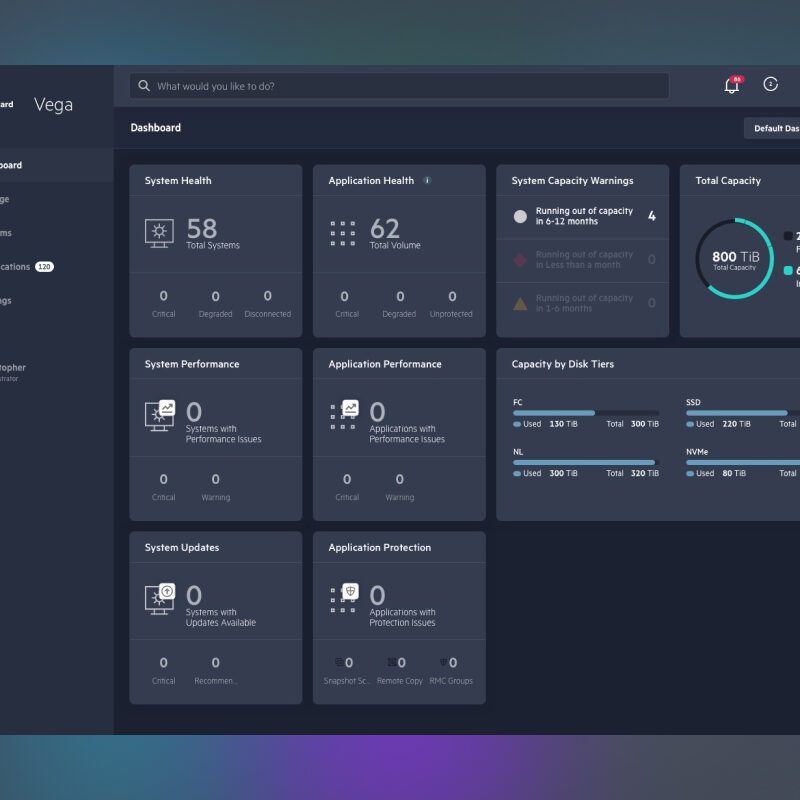 Screenshot of HPE Vega