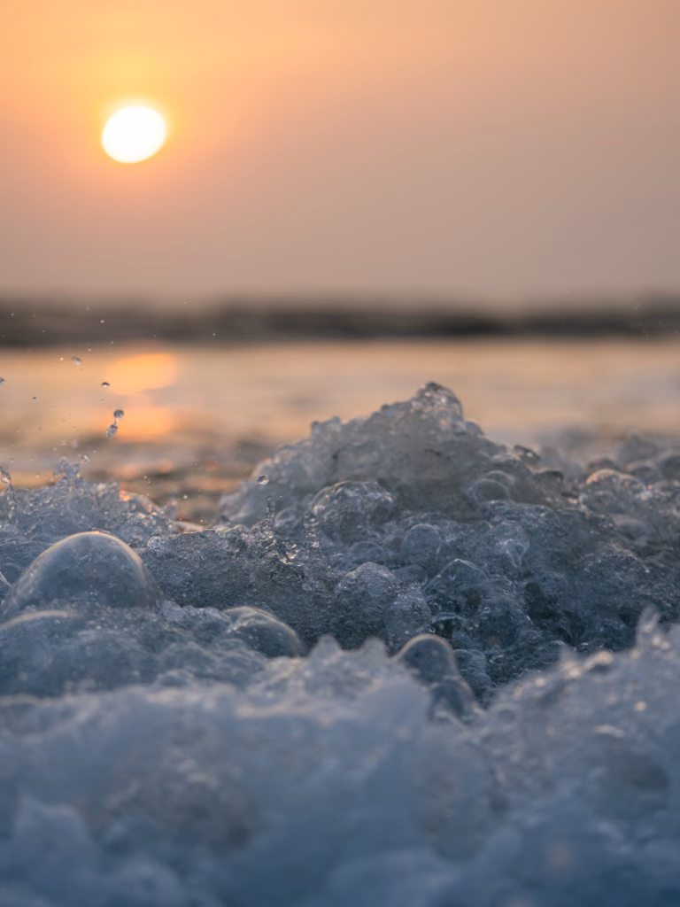 Close up of a foamy wave
